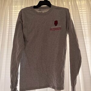Russell Athletic Arkansas Razorbacks Long Sleeve Tee - Gray with Red Logo